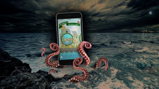 Apple Watch games - an octopus with its tentacles wrapped around a phone
