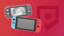 best Nintendo Switch - a grey Switch Lite and an original Switch on a red background