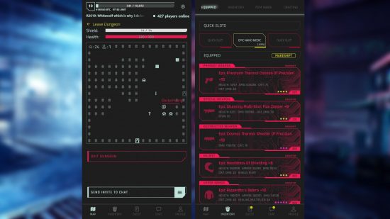 Two screenshots of cyberpunk games - CyberCode Online showing the text based game
