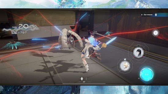 Ex Astris review - a screenshot of combat gameplay showing Yan and Vi3 attacking an enemy