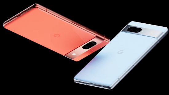 Screenshot from Google Pixel 7a design promo with two Pixel phones for Google Pixel 8a specs leak news