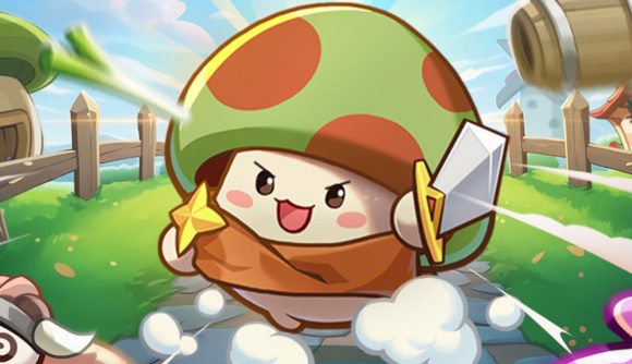 Legend of Mushroom codes - a Mushroom smiling and wielding a sword