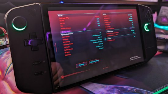 Custom image for Lenovo Legion Go review showing the options in a game
