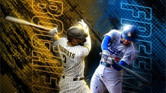 MLB Rivals new season key art showing Xander Bogaerts and Freddy Freeman swinging bats