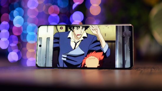 Custom iamge for Oppo Find X7 Ultra review with a scene from Cowboy Bebop on screen