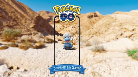 Pokémon Go Community Day art showing Bagon in a sunny desert