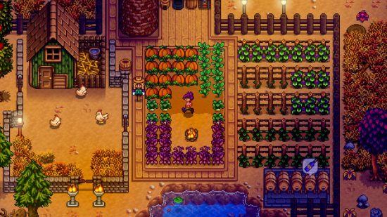 Screenshot of a farm in autumn in Stardew Valley for best sandbox games guide