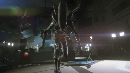 Screenshot of a Xenomorph approaching the player in Alien Isolation for best sci-fi games guide