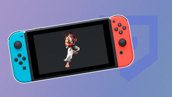 Custom image for Street Fighter Switch port guide with Ryu on a Nintendo Switch