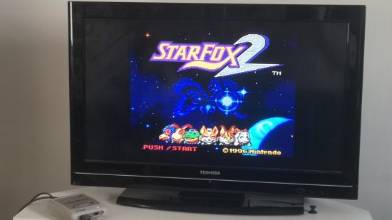 Super NES Classic Edition review image showing it running Star Fox 2.