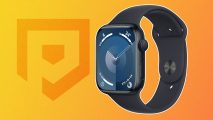 Custom image for Walmart Apple Watch deal news with the Series 9 device on a yellow background