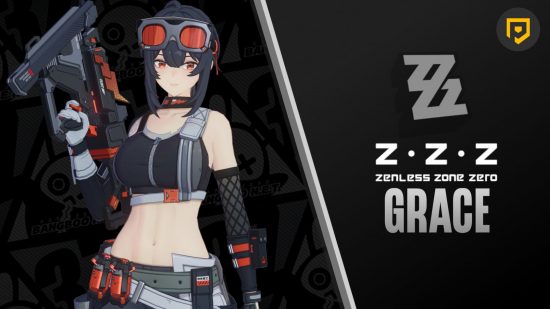 Zenless Zone Zero's Grace standing next to text that says "ZZZ GRACE"
