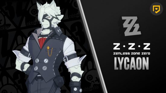 Zenless Zone Zero's Lycaon standing next to text that says "ZZZ LYCAON"