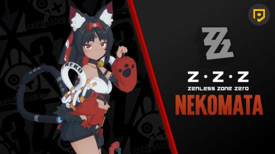 Zenless Zone Zero's Nekomata standing next to text that says "ZZZ NEKOMATA"
