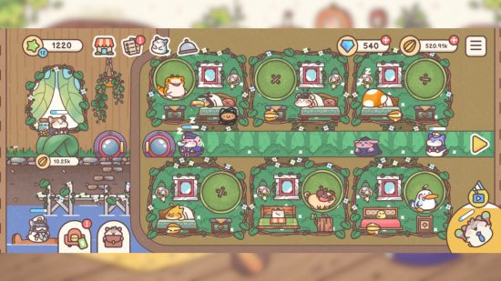 Hamster Inn review - a screenshot of a busy hotel with animals in each room 