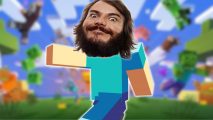 Minecraft movie - Jack Black's head on Steve's body