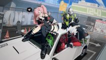Zenless Zone Zero pre-registration - two characters sitting on a white car with another driving