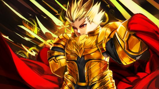 Anime Clash codes - a man in golden armor smiles off-screen