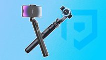 Custom image for best selfie sticks guide with an Andobil and iSteady selfie sticks on a blue background
