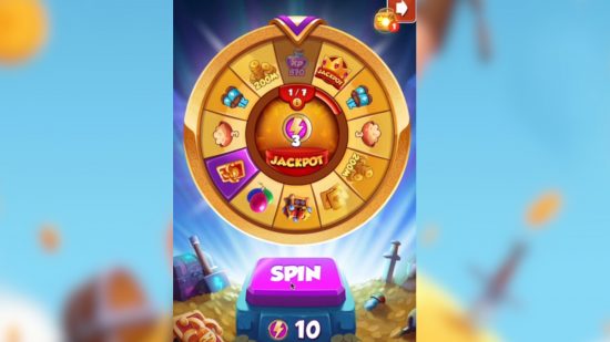 Coin Master Thor's Wheel: A screenshot of the wheel spinner pasted on a blurred graphic of the pig and Thor