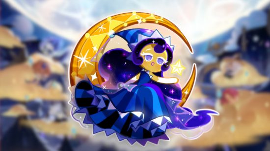 Custom image for Cookie Run: Kingdom tier list with Moonlight Cookie on a lunar background