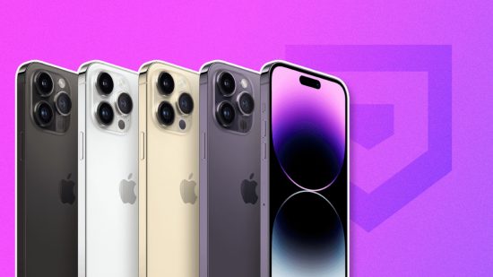 Custom image for iPhone 16 line-up dummy models news with a selection of older iPhones on a purple background