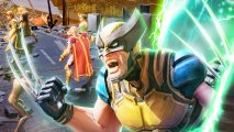 Marvel Strike Force codes screenshot showing Wolverine emerging from a green portal