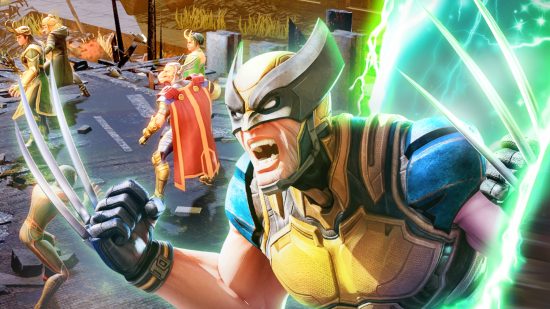 Marvel Strike Force codes screenshot showing Wolverine emerging from a green portal