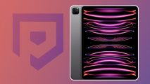 Custom image for new iPad launch news with an iPad Pro on a purple background