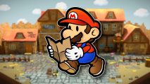 New Switch games - a paper Mario holding a map walking past a blurred town