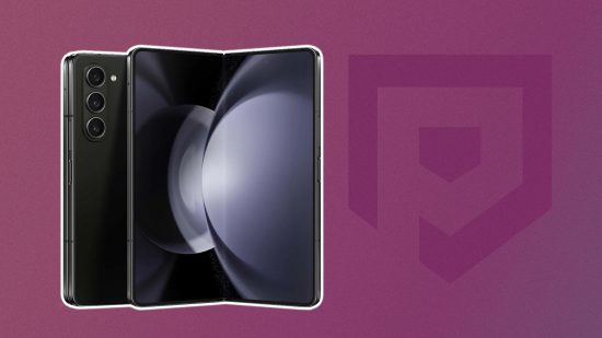 Custom image for Samsung Galaxy Z Fold 6 rumor guide with a Fold 5 on a purple background