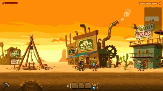 Steampunk games - a western town with robots standing next to old buildings