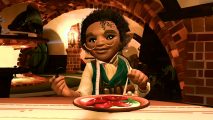 tales of the Shire release date - a character in the game eating a meal
