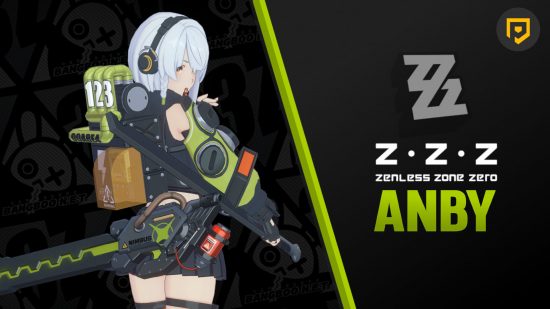 Zenless Zone Zero's Anby standing next to text that says "ZZZ ANBY"