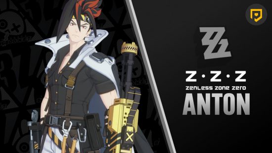 Zenless Zone Zero's Anton standing next to text that says "ZZZ ANTON"