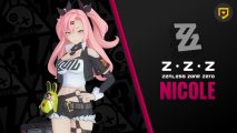 Zenless Zone Zero's Nicole with her hand on her hip next to text that reads "ZZZ NICOLE"