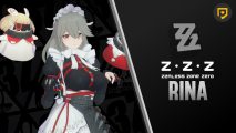 Zenless Zone Zero's Rina standing next to text that says "ZZZ RINA"