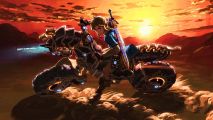 BOTW enhanced version - Link riding the Mastercycle Zero from BOTW's DLC
