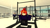Screenshot of Untitled Gym Game character getting ready to lift a weight bar