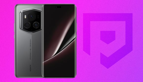 Custom image for Porsche Design Honor Magic 6 RSR launch news with the phone on a purple backgorund