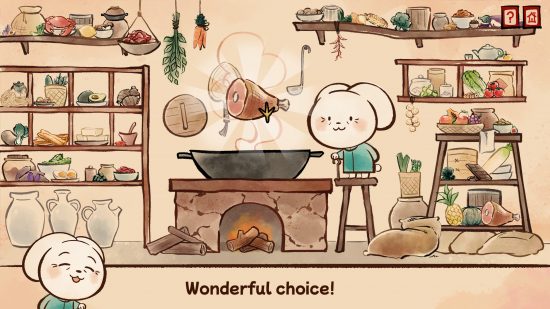 Rooster interview: A screenshot from the rabbit's cooking minigame
