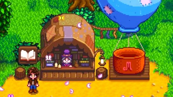 Stardew Valley bookseller, a new NPC in the 1.6 update