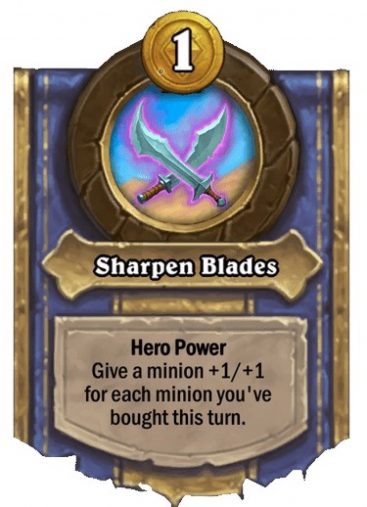 The Sharpen Blades card in Hearthstone battlegrounds