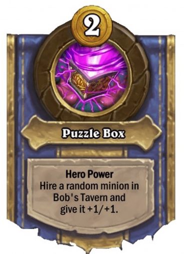 The puzzle box card in Hearthstone battlegrounds