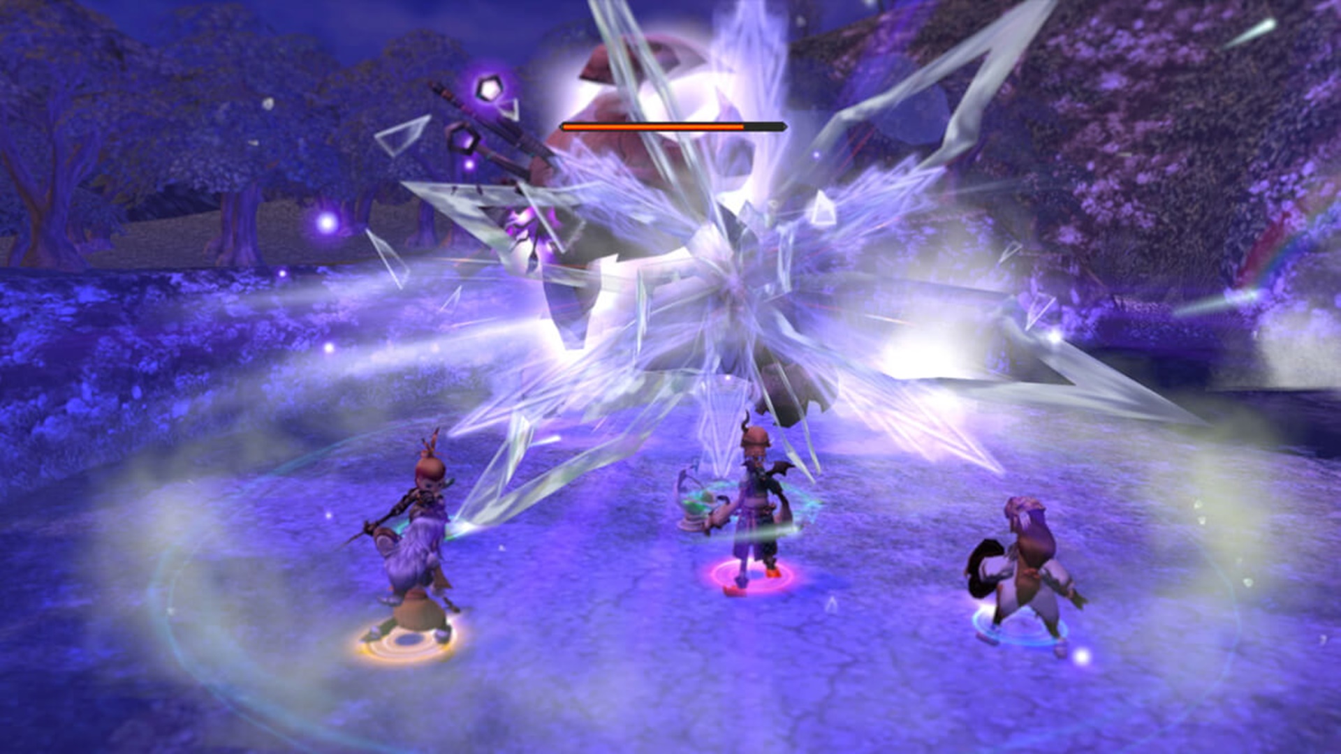 A boss fight in Final Fantasy Crystal Chronicles