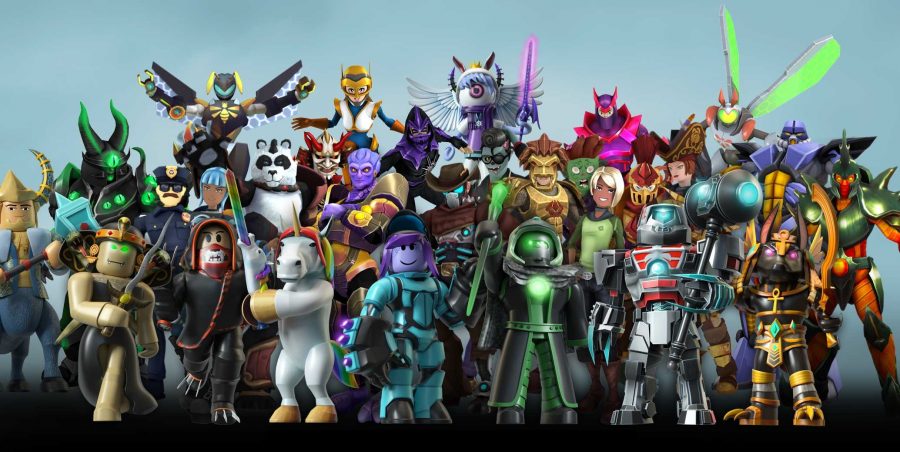 A lineup of avatars that any Roblox player can be, featuring swords, hammers, pandas, horses, and lots more.