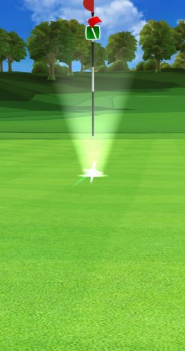 A ball rolls into the hole in Golf Clash