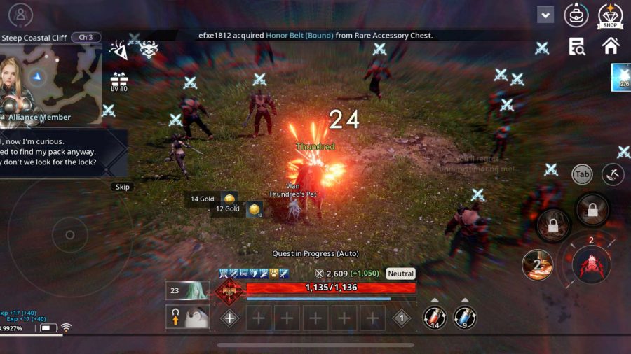 Combat in mobile MMORPG V4