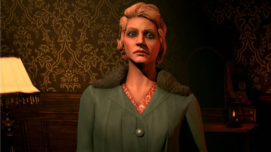 Mabel Ryley is one of the mob bosses in Empire of Sin. She's an Irish lass from Cork with a fierce stare.