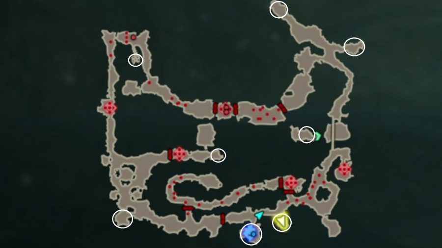 All of the Revali, the Rito Warrior Korok Seed locations circled